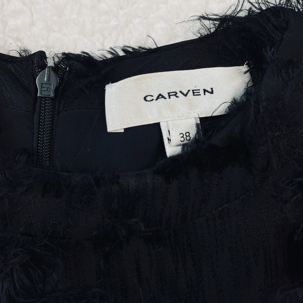 CARVEN • Black Faux Fur Mini Shift Dress, 6 - Picture 12 of 15